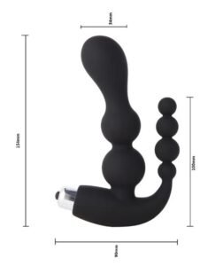 Anal Vagina Black Double Thrust Beaded Vibrator Anal Butt Plug 5